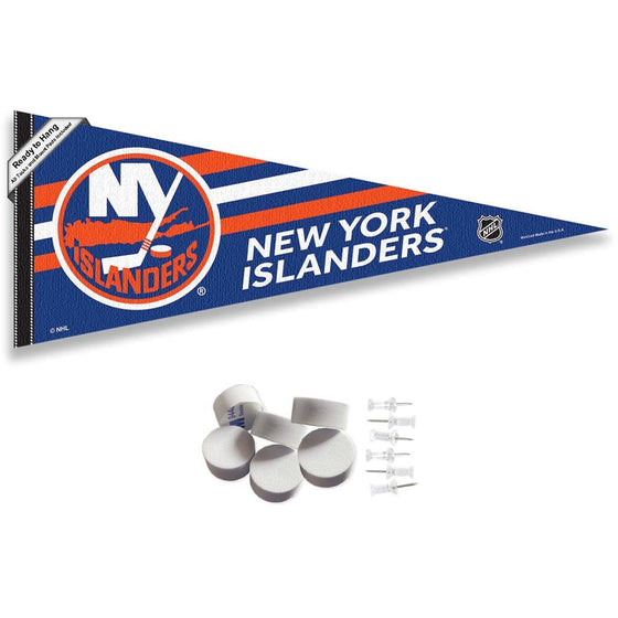 New York Islanders Pennant Flag and Wall Tack Pads Mounts