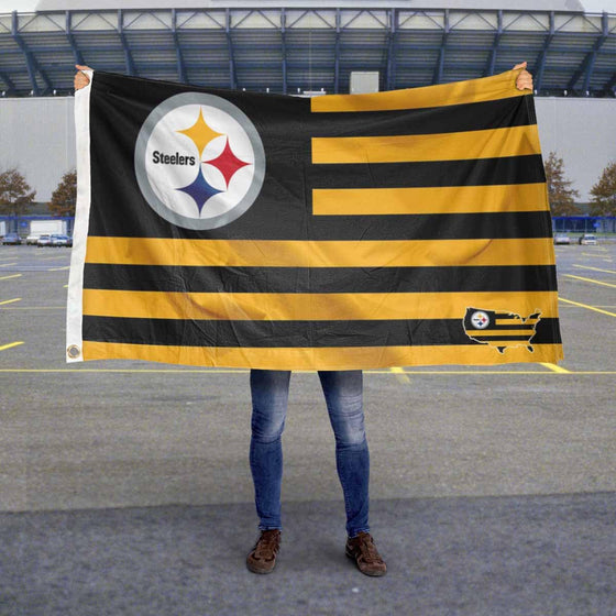 WinCraft Pittsburgh Steelers USA American Nation Stripes 3x5 Grommet Flag