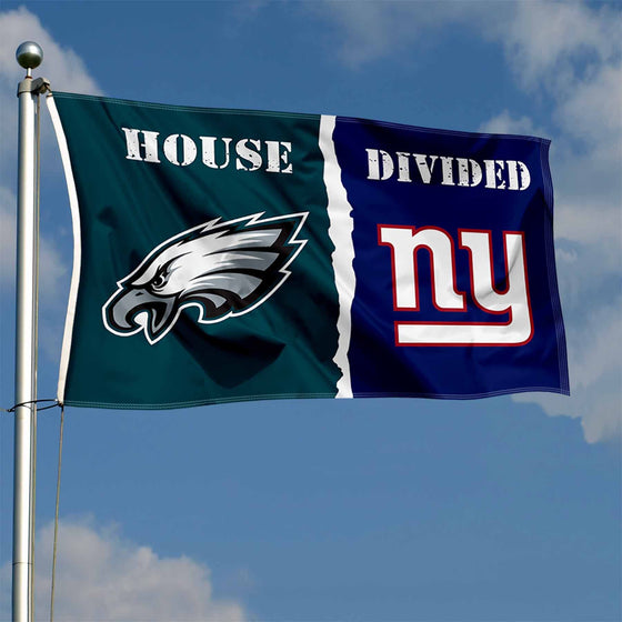 WinCraft Eagles and Giants House Divided Flag Rivalry Banner