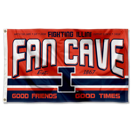 Illinois Fighting Illini Fan Man Cave Banner Flag