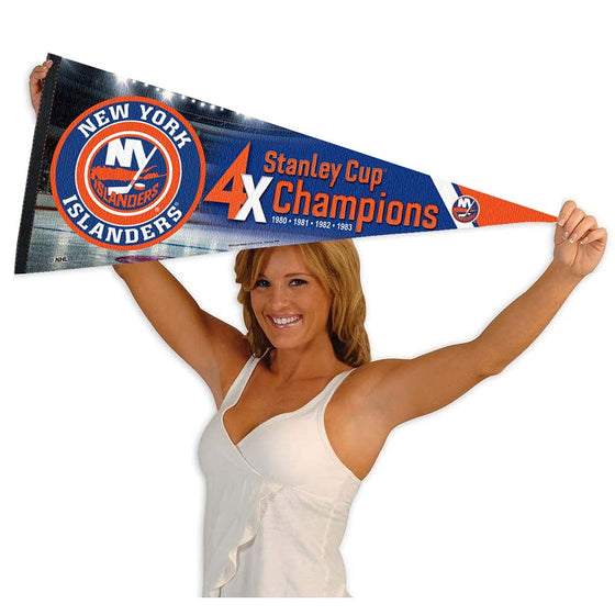 WinCraft New York Islanders 4 Time Cup Champions Pennant Banner Flag