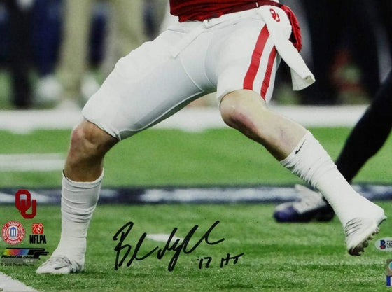 Baker Mayfield HT Signed Oklahoma Sooners 16x20 About to Pass PF Photo- Beckett