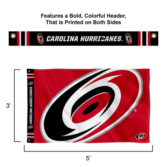 WinCraft Carolina Hurricanes Printed Header 3x5 Premium Banner Flag