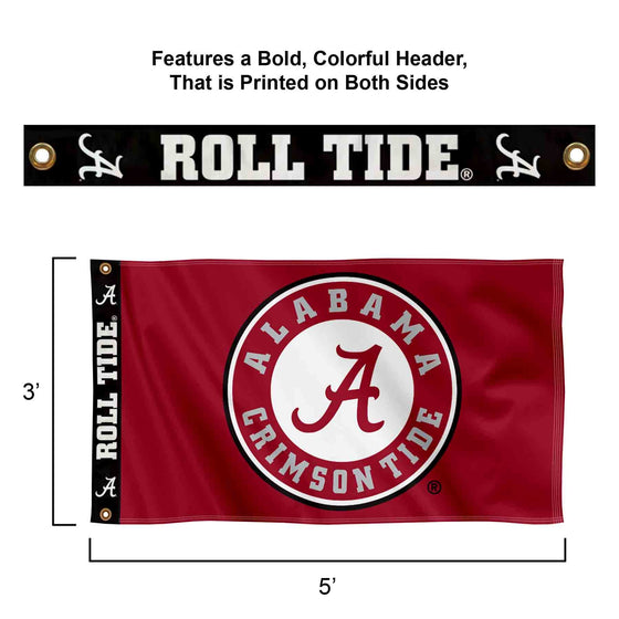 College Flags & Banners Co. Alabama Crimson Tide Printed Header 3x5 Foot Banner Flag