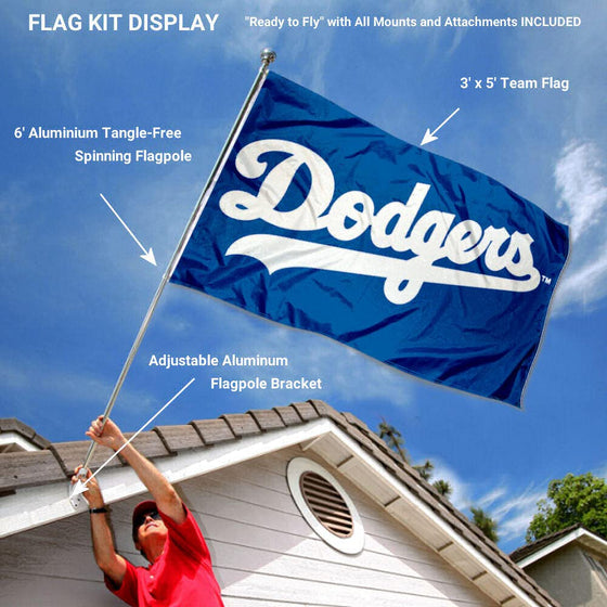 WinCraft Los Angeles Dodgers Script Flag Pole and Bracket Set