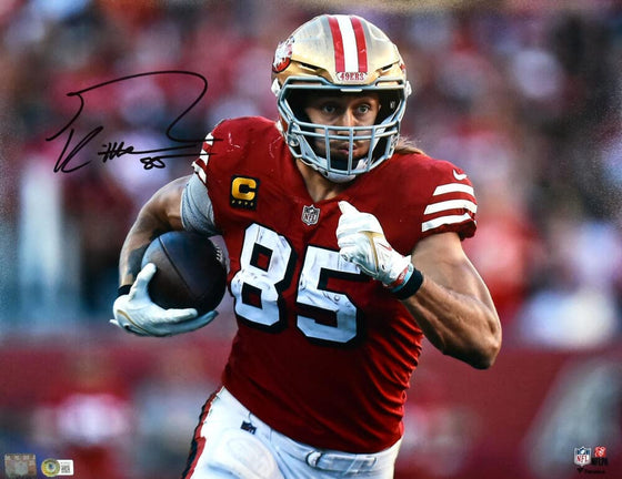 George Kittle Autographed 49ers 16x20 Close UP Photo-Beckett W Hologram Black