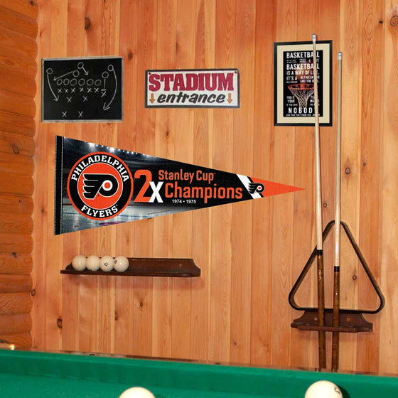 WinCraft Philadelphia Flyers 2 Time Cup Champions Pennant Banner Flag