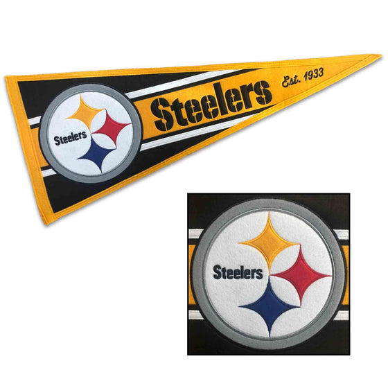 WinCraft Pittsburgh Steelers Embroidered and Sewn Pennant