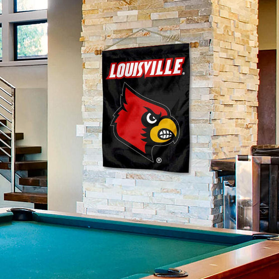 Louisville Cardinals Banner Flag and Wood Banner Pole Set