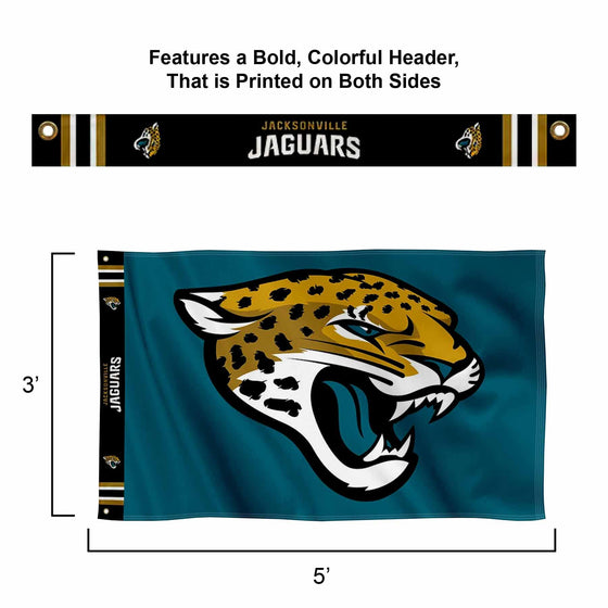 WinCraft Jacksonville Jaguars Printed Header 3x5 Foot Banner Flag