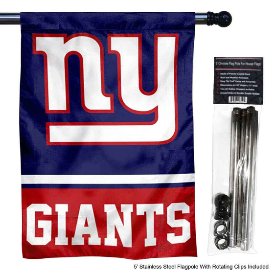 WinCraft Giants Banner House Flag and 5 Foot Flagpole Set