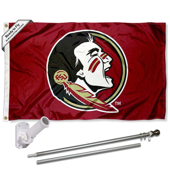 College Flags & Banners Co. Florida State Seminoles New Logo Flag with Pole and Bracket Kit