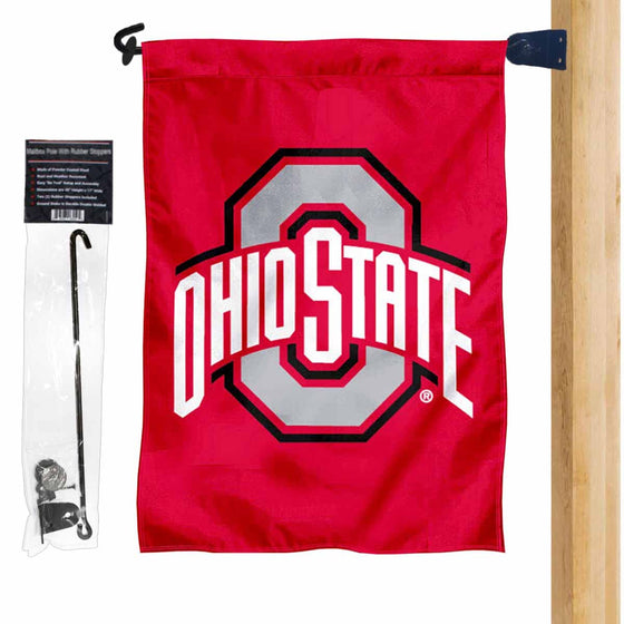 College Flags & Banners Co. Ohio State Buckeyes Garden and Yard Flag and Mailbox Post Pole Mount Holder Set