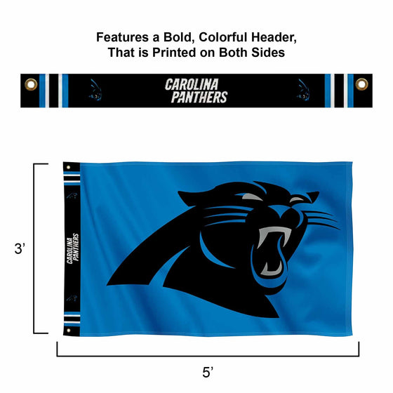 WinCraft Carolina Panthers Printed Header 3x5 Foot Banner Flag