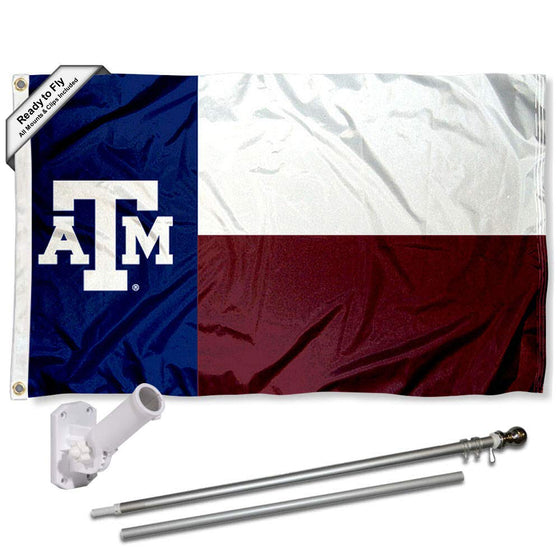 College Flags & Banners Co. Texas A&M Aggies TX State Flag with Pole and Bracket Kit