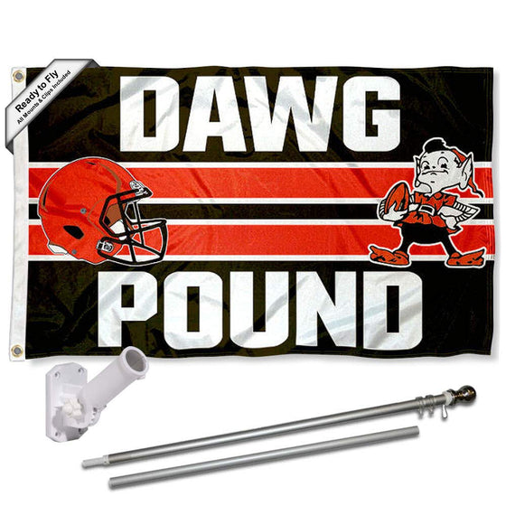 WinCraft Cleveland Browns Dawg Pound Flag Pole and Bracket Mount Kit