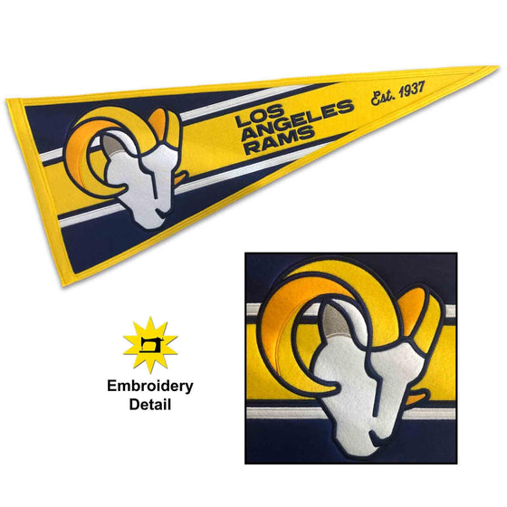 WinCraft Los Angeles Rams Embroidered and Sewn Pennant