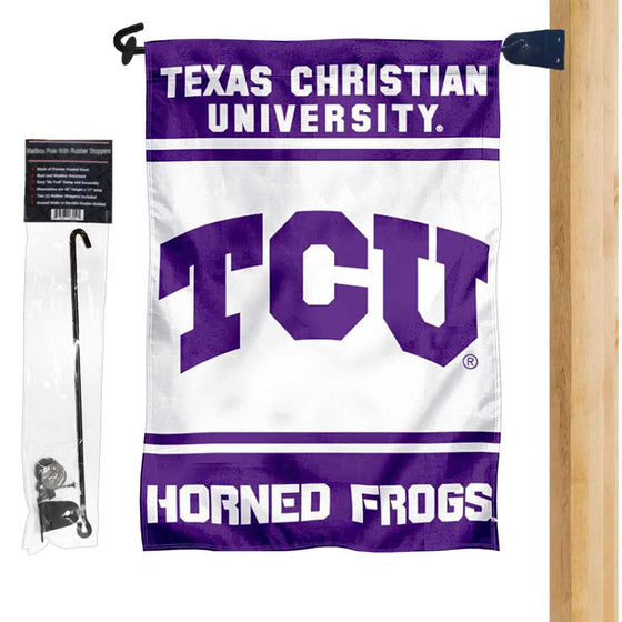 TCU Horned Frogs Garden Flag and Mailbox Post Pole Mount Holder Set