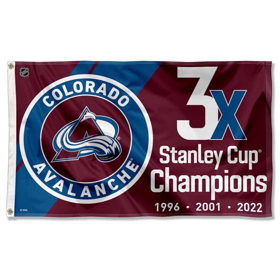 WinCraft Colorado Avalanche 3 Time and 2022 Cup Champions Grommet Flag