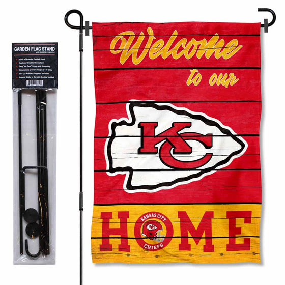 WinCraft Kansas City Chiefs Welcome to Our Home Garden Flag and Flagpole Mount