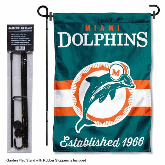 WinCraft Miami Dolphins Throwback Retro Vintage Garden Flag and Flagpole Mount