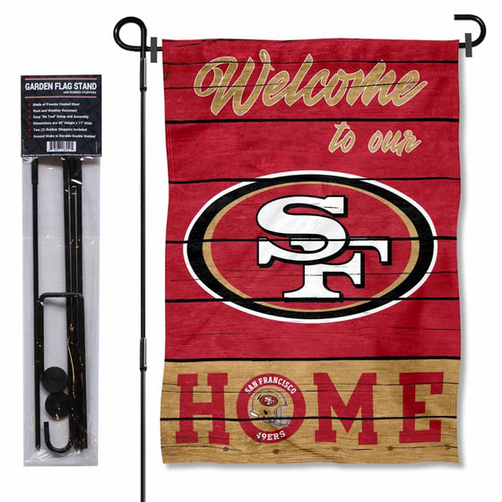 WinCraft San Francisco 49ers Welcome to Our Home Garden Flag and Flagpole Mount