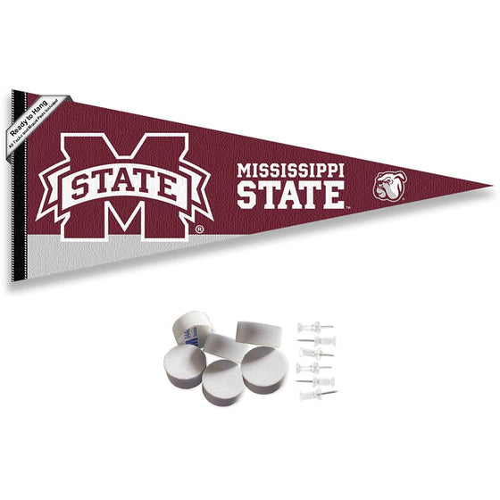 College Flags & Banners Co. Mississippi State Bulldogs Pennant Flag and Wall Tack Mount Pads