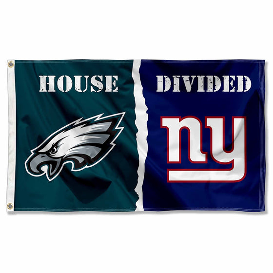 WinCraft Eagles and Giants House Divided Flag Rivalry Banner