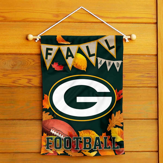 WinCraft Green Bay Packers Fall Leaves Decorative Football Garden Flag Double Sided Banner