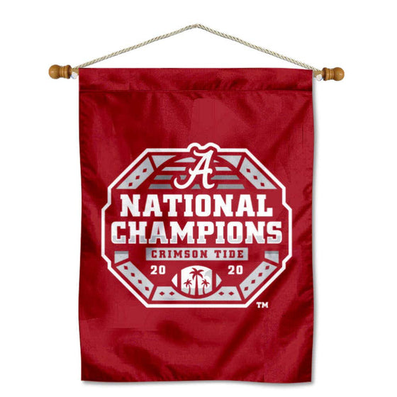 Alabama Crimson Tide CFP National Champions Double Sided House Flag and Wood Banner Pole Set