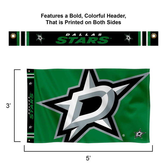 WinCraft Dallas Stars Printed Header 3x5 Premium Banner Flag