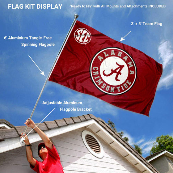 College Flags & Banners Co. Alabama Crimson Tide SEC Flag with Pole and Bracket Kit