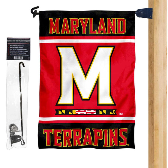 Maryland Terrapins Garden Flag and Mailbox Post Pole Mount Holder Set