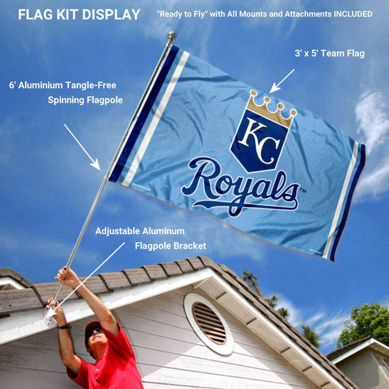 WinCraft Kansas City Royals Powder Blue Flag Pole and Bracket Set