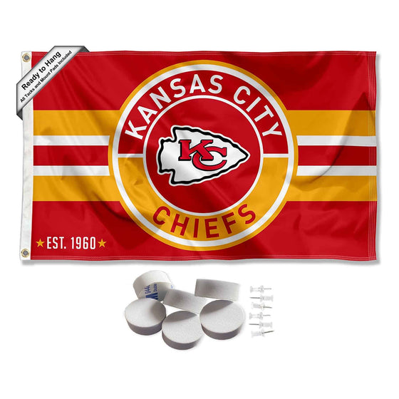 Kansas City Chiefs Patch Button Banner and Tapestry Wall Tack Pads