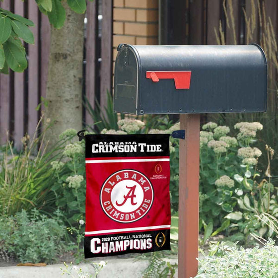 Alabama Crimson Tide 2020 Football CFP National Champions Garden Flag and Mailbox Post Pole Mount Holder Set