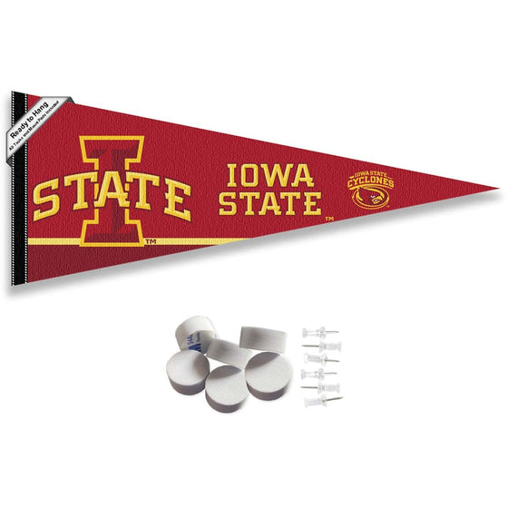 College Flags & Banners Co. Iowa State Cyclones Pennant Flag and Wall Tack Mount Pads