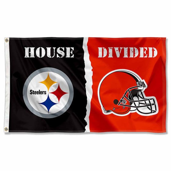 WinCraft Pittsburgh Steelers and Cleveland Browns House Divided Flag Rivalry Banner