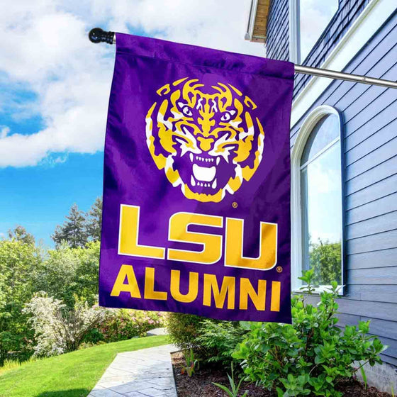 College Flags & Banners Co. Louisiana State LSU Tigers Alumni Double Sided House Flag with Flag Pole Set