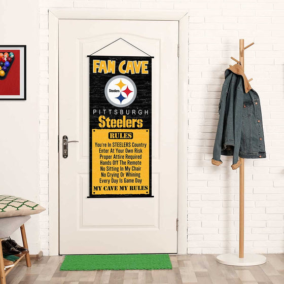 WinCraft Pittsburgh Steelers Man Cave Fan Banner Wall Door Scroll