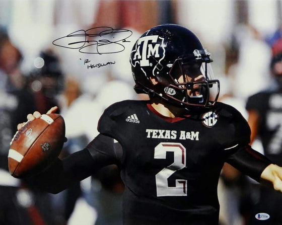 Johnny Manziel Signed Texas A&M 16x20 Passing Close Up Photo w/Insc-Beckett Auth