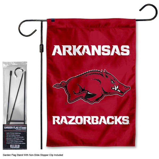 Arkansas Razorbacks Wordmark Garden Banner Flag with Stand Pole Holder