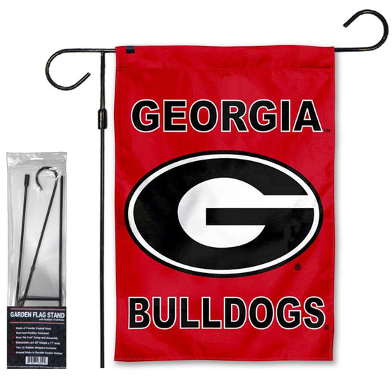 Georgia Bulldogs Dual Logo Garden Banner Flag with Stand Pole Holder