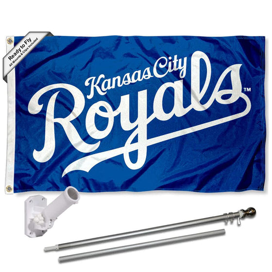 WinCraft Kansas City Royals Script Flag Pole and Bracket Set