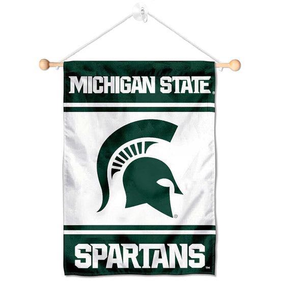 College Flags & Banners Co. Michigan State Spartans Window Wall Banner Hanging Flag with Suction Cup