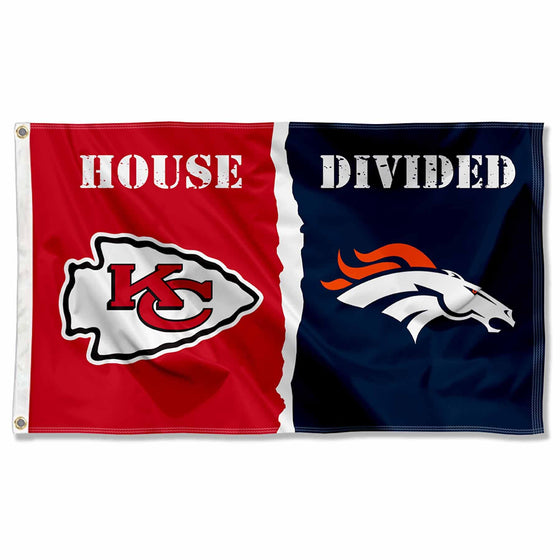 WinCraft Chiefs and Broncos House Divided Flag Rivalry Banner