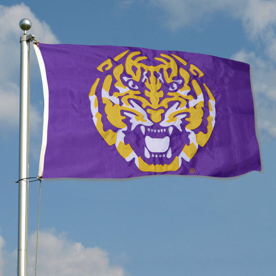 College Flags & Banners Co. Louisiana State LSU Tigers Tiger Head Embroidered and Stitched Nylon Flag