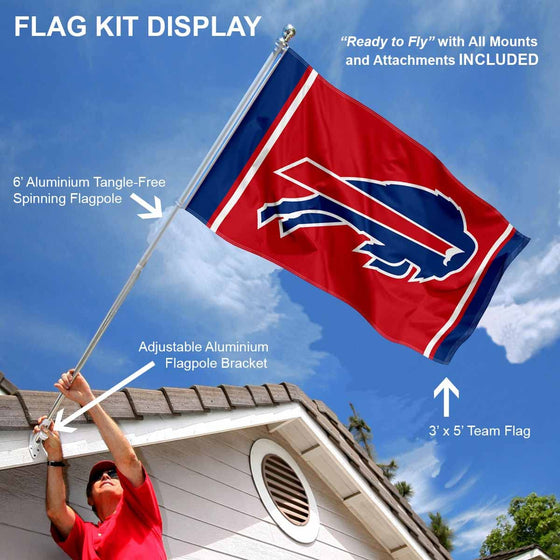 WinCraft Buffalo Bills Red Flag Pole and Bracket Mount Kit