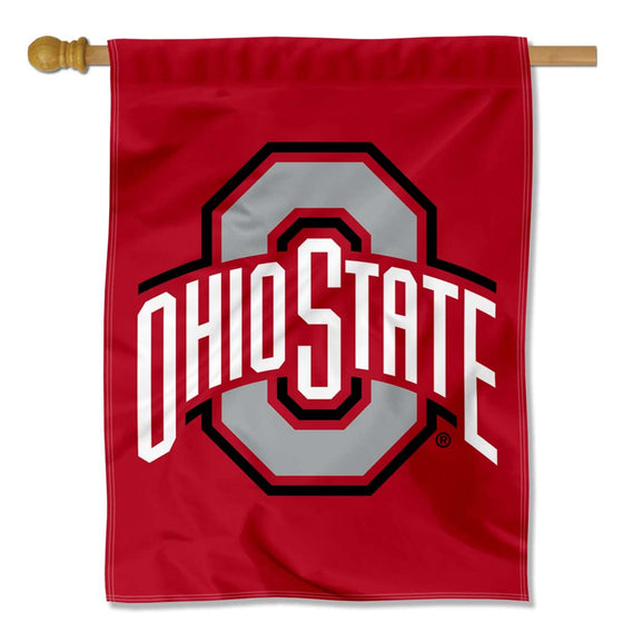 Ohio State Buckeyes Red Athletic Logo Double Sided House Banner Flag