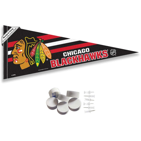 Chicago Blackhawks Pennant Flag and Wall Tack Pads Mounts